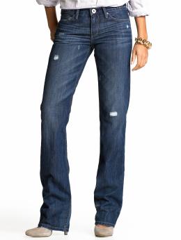 Petite straight medium wash busted jean