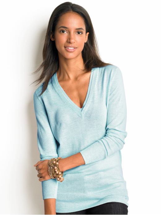 Banana Republic Tall silk-blend double-trim sweater - women's tall clothing