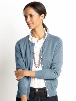 Tall cotton/cashmere crewneck cardigan