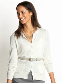 Tall cotton/cashmere crewneck cardigan
