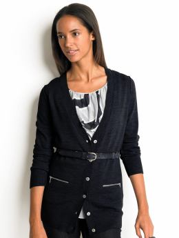 Tall merino zip-pocket cardigan