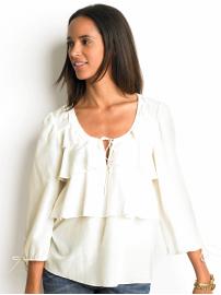 Petite silk tiered blouse