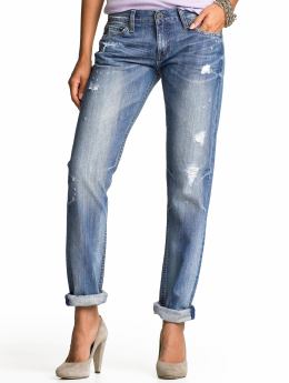 Petite boyfriend light wash busted jean