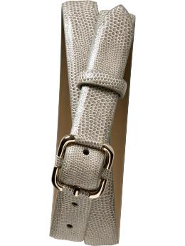Leather snake-embossed belt