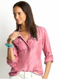 Tall washed silk military shirt