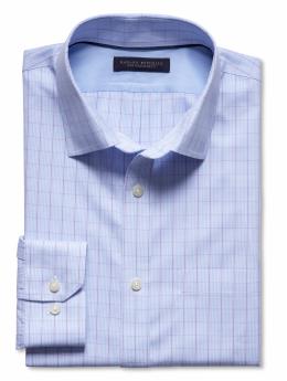 Classic fit non-iron checkered-plaid shirt