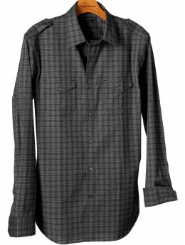 Classic fit stretch-cotton plaid shirt