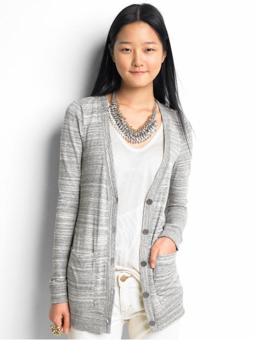 Banana Republic - Abstract Stripe Knit Cardigan :  long sweater outerwear cardigan long cardigan