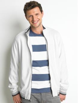 Cotton contrast-tip full-zip jacket