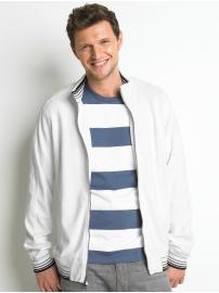 Cotton contrast-tip full-zip jacket