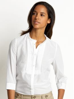 Cotton/silk pleat-front blouse