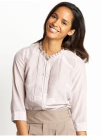 Cotton/silk pleat-front blouse