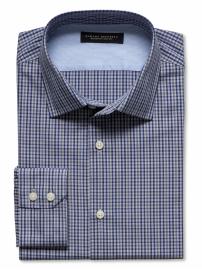Slim fit non-iron mini-plaid shirt