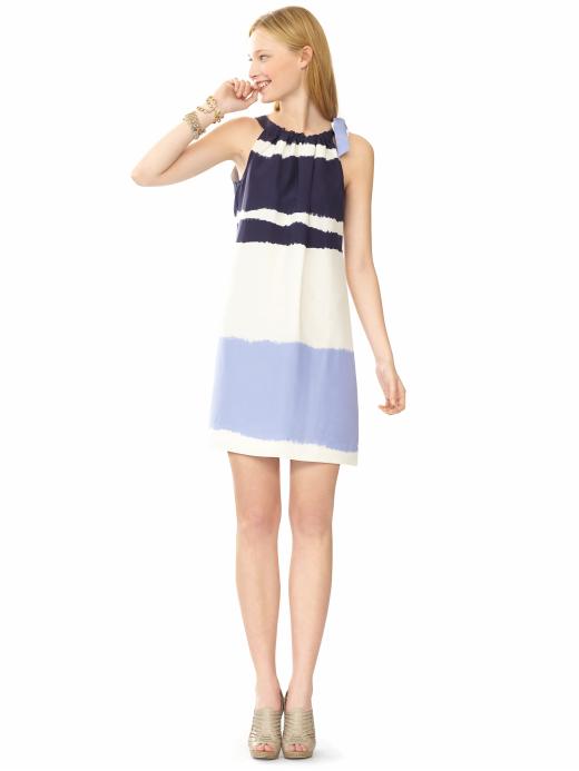 Banana Republic Tall silk striped tie-neck dress - women's tall clothing