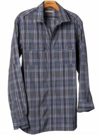 Heritage slim fit navy plaid shirt