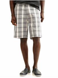 Cotton/linen neutral plaid short