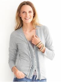 Pima cotton ruffle cardigan