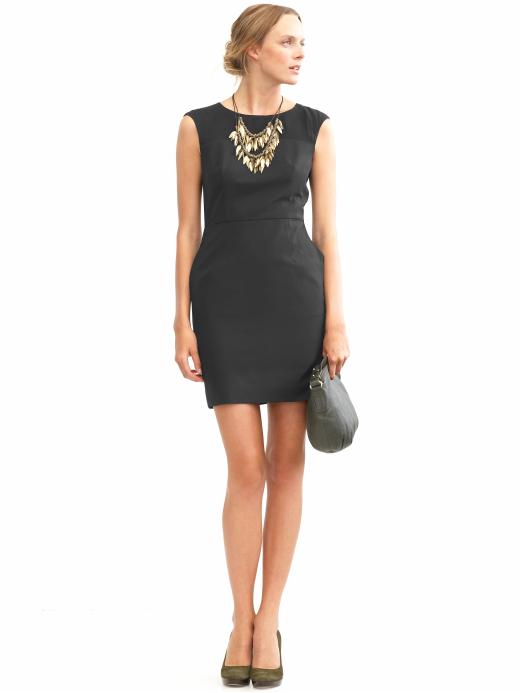 Banana Republic Tall lightweight wool black sheath dress