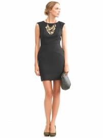 Tall lightweight wool black sheath dress