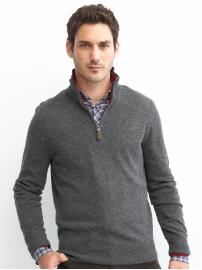 Contrast layer wool half-zip