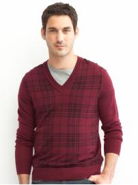 Heritage plaid-print v-neck