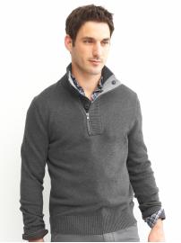 Snap-button half-zip knit