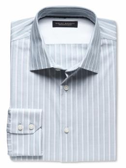 Slim fit non-iron blue stripe shirt