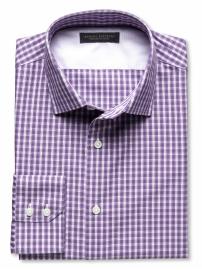 Slim fit non-iron tartan plaid shirt