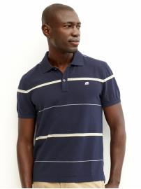 Striped branded polo