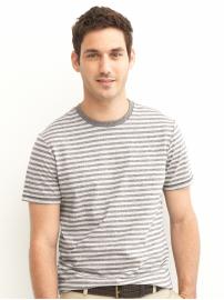 Cotton heathered-stripe tee