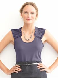 Sleeveless micro pleat top