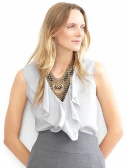 Silk cascade ruffle shell
