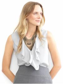 Silk cascade ruffle shell