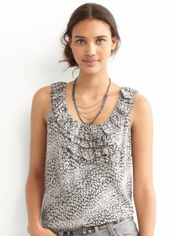 Silk Miranda leopard ruffle tank