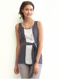 Silk tie-waist racerback tank