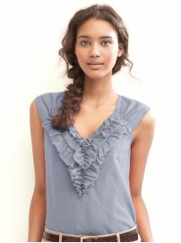 Ruffle-front cap sleeve top