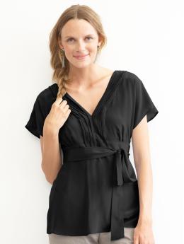 Silk pintuck v-neck tunic