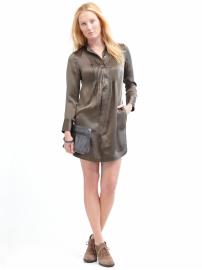 Silk pintuck shirtdress