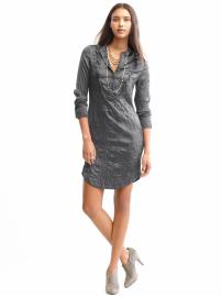 Silk raw-edge shirtdress