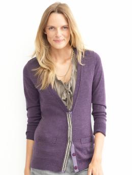 Tall Merino beaded placket cardigan