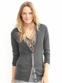 Tall Merino beaded placket cardigan