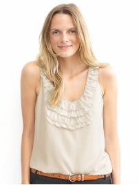 Silk ruffle bib tank