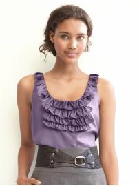 Silk ruffle bib tank
