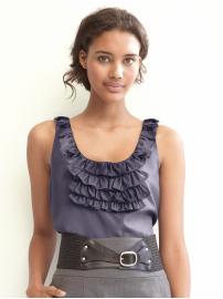 Silk ruffle bib tank