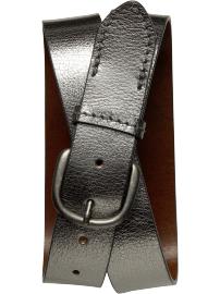 Metallic leather belt