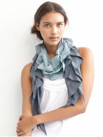 Silk dip-dye ruffle scarf