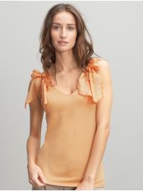 Silk-trim tie-shoulder tank