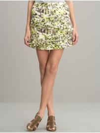 Print swirling ruffles skirt