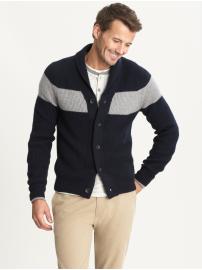 Cashmere chest-stripe cardigan