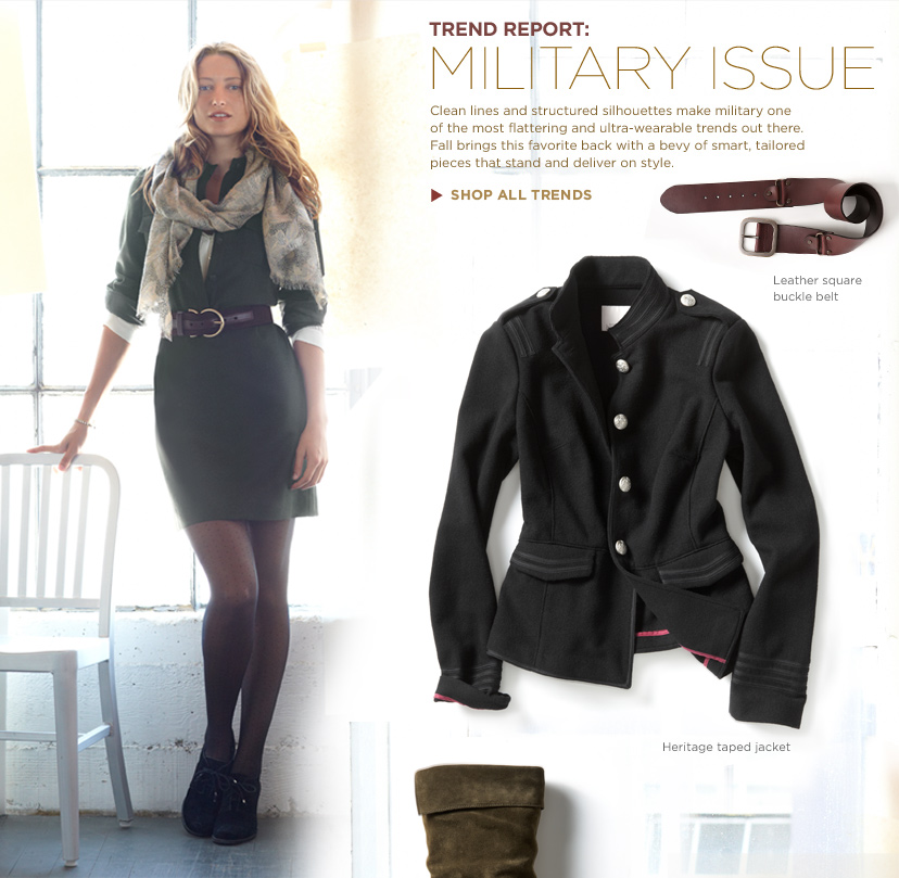 trend report. military issue. shop all trends.